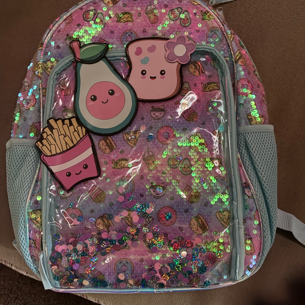 Glittery Kids Backpack with Fun Patches